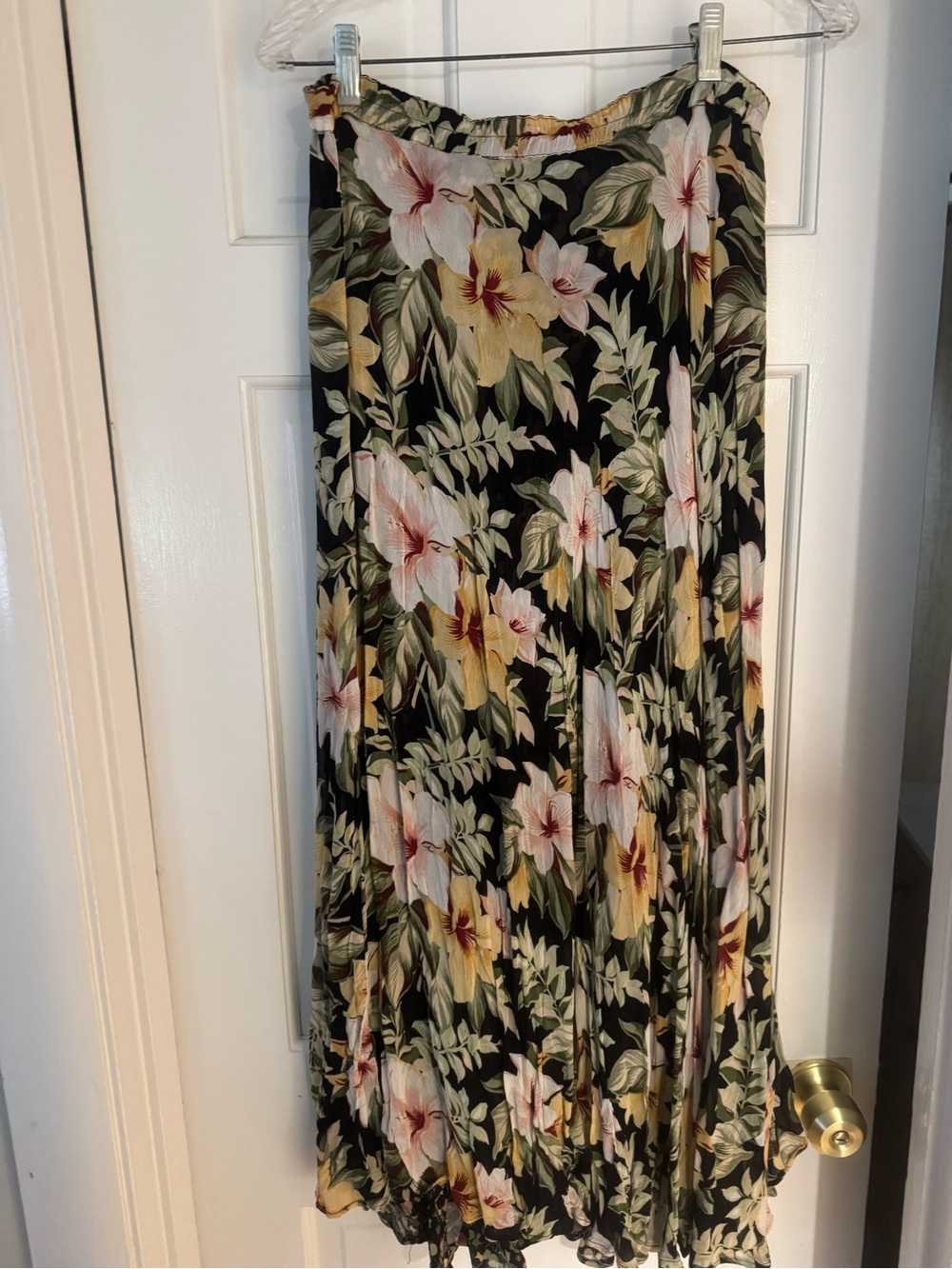 Arizona Jean Company Black Floral Maxi Skirt with Yellow & Pink Blooms